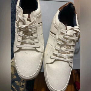 Aldo White leather lace-up trainers #sneakers